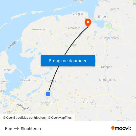 Epe to Slochteren map