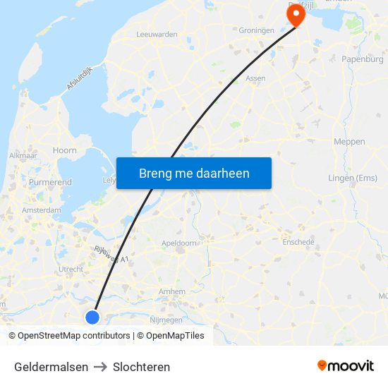 Geldermalsen to Slochteren map