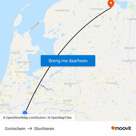 Gorinchem to Slochteren map