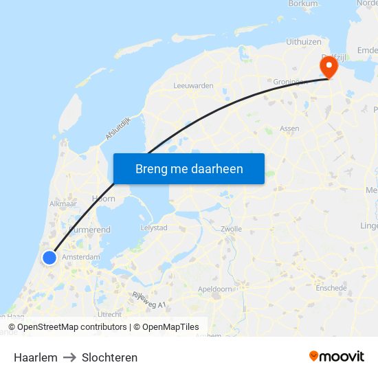 Haarlem to Slochteren map