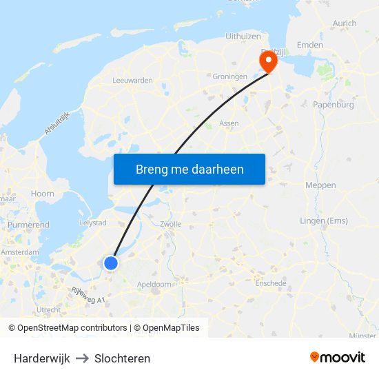 Harderwijk to Slochteren map