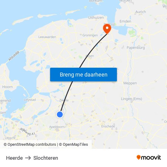 Heerde to Slochteren map