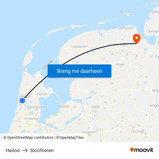 Heiloo to Slochteren map