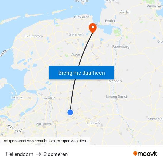 Hellendoorn to Slochteren map