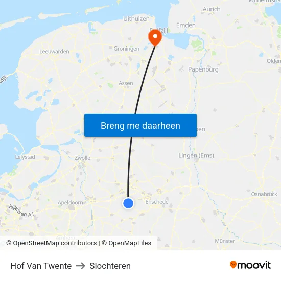 Hof Van Twente to Slochteren map