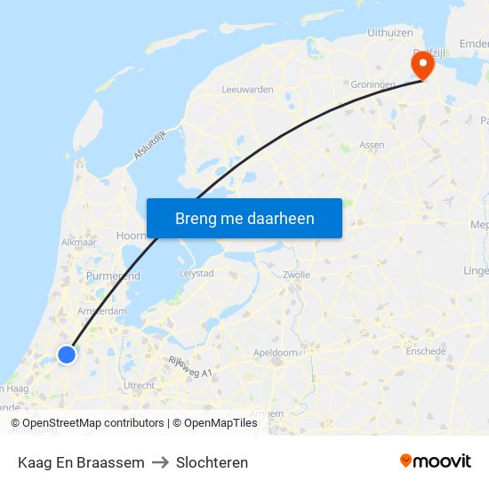 Kaag En Braassem to Slochteren map