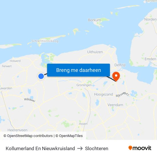 Kollumerland En Nieuwkruisland to Slochteren map