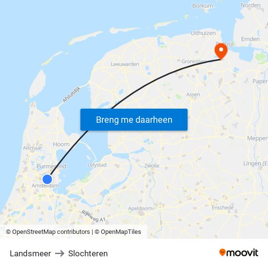 Landsmeer to Slochteren map