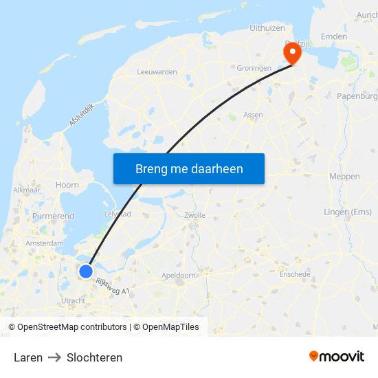 Laren to Slochteren map