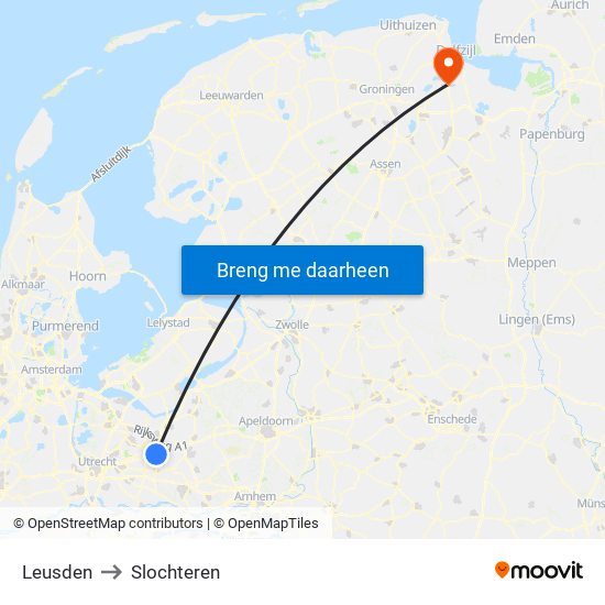 Leusden to Slochteren map