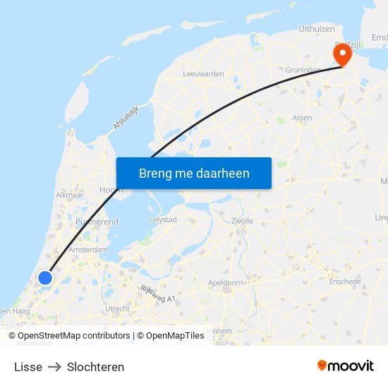 Lisse to Slochteren map