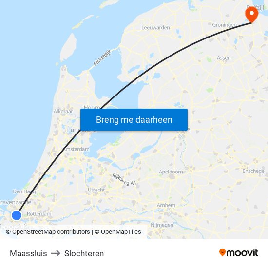 Maassluis to Slochteren map