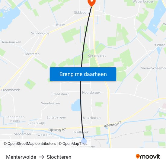 Menterwolde to Slochteren map