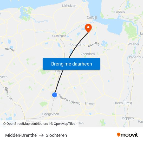 Midden-Drenthe to Slochteren map