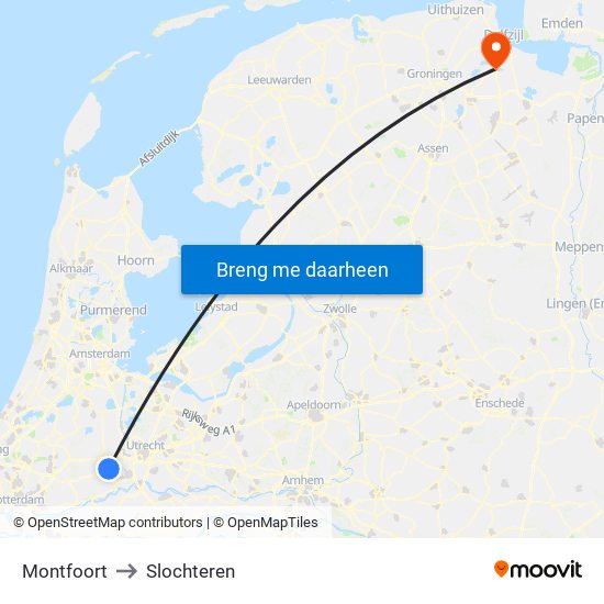 Montfoort to Slochteren map