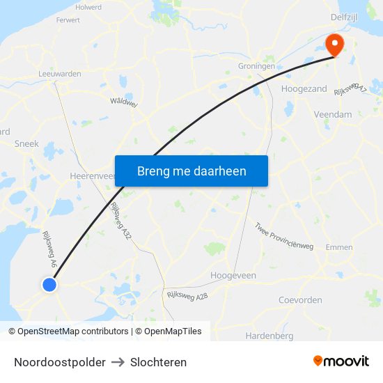 Noordoostpolder to Slochteren map