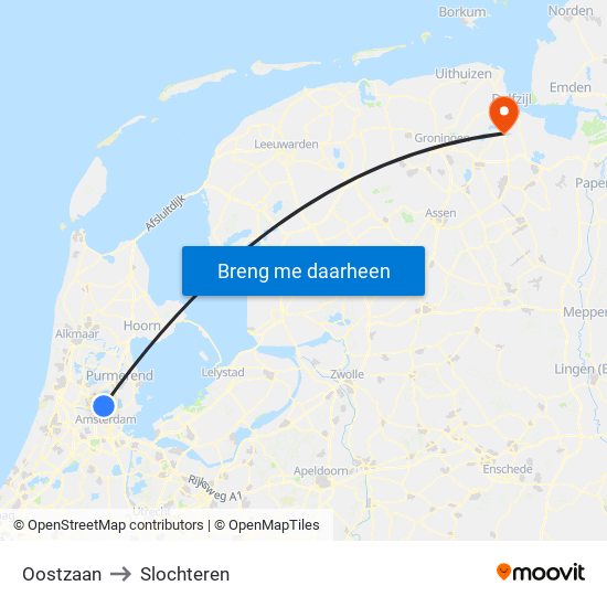 Oostzaan to Slochteren map