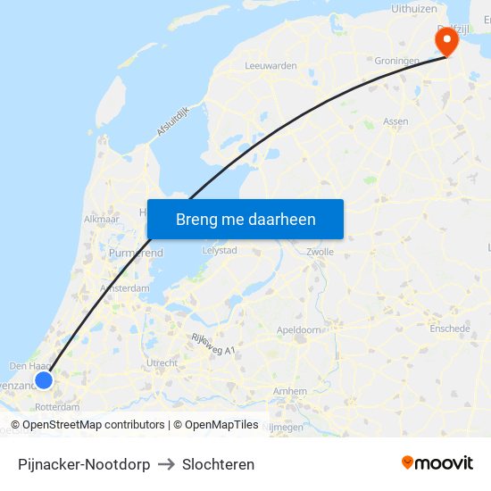 Pijnacker-Nootdorp to Slochteren map