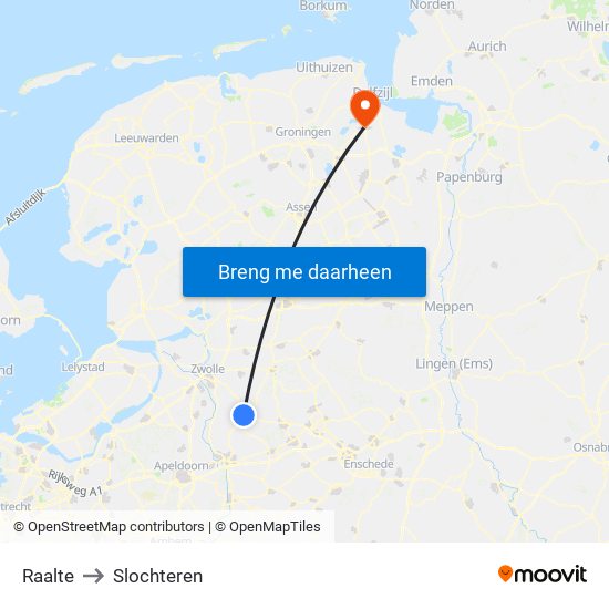 Raalte to Slochteren map