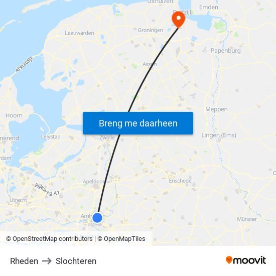 Rheden to Slochteren map