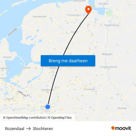 Rozendaal to Slochteren map