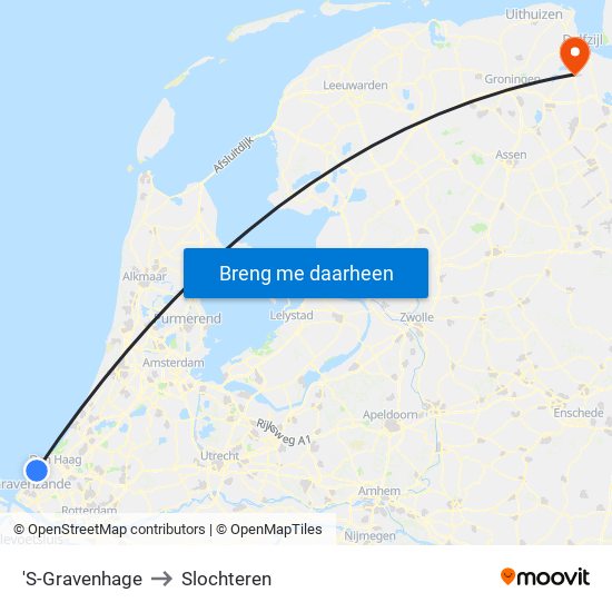 'S-Gravenhage to Slochteren map