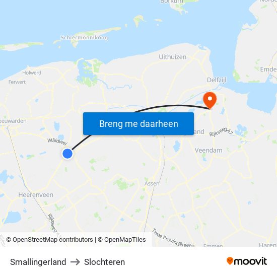 Smallingerland to Slochteren map