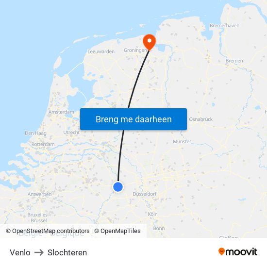 Venlo to Slochteren map