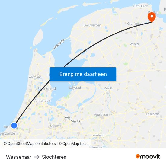 Wassenaar to Slochteren map