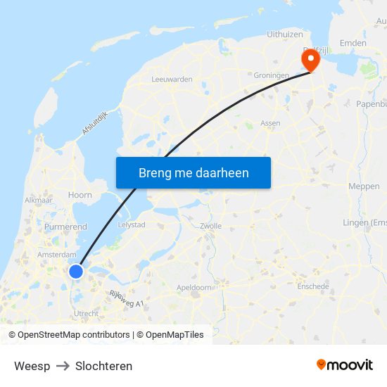 Weesp to Slochteren map