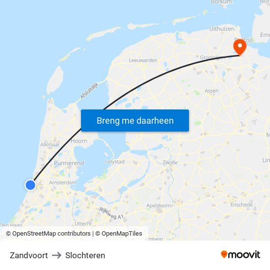 Zandvoort to Slochteren map