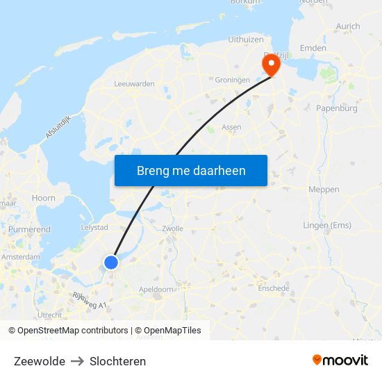 Zeewolde to Slochteren map