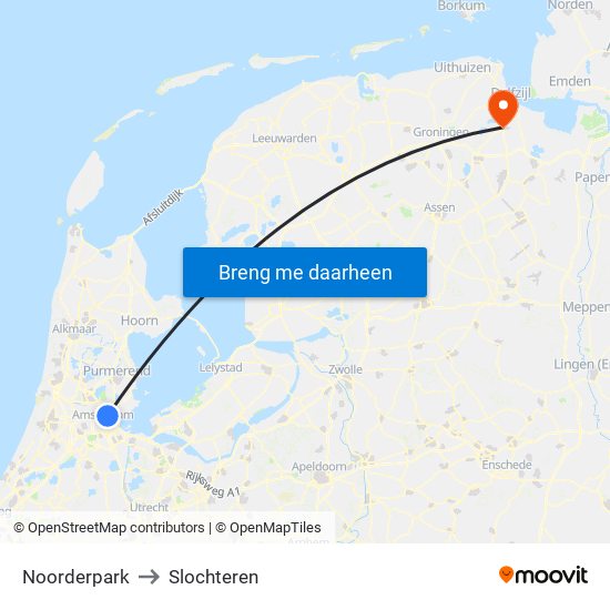 Noorderpark to Slochteren map