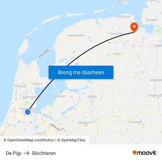 De Pijp to Slochteren map