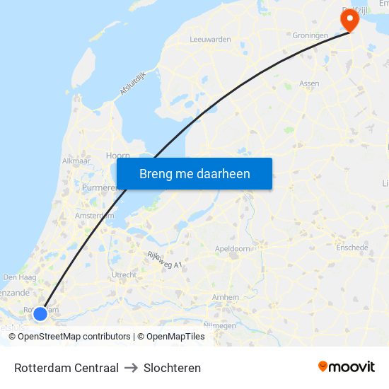 Rotterdam Centraal to Slochteren map