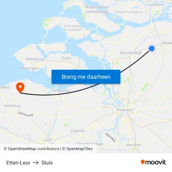 Etten-Leur to Sluis map