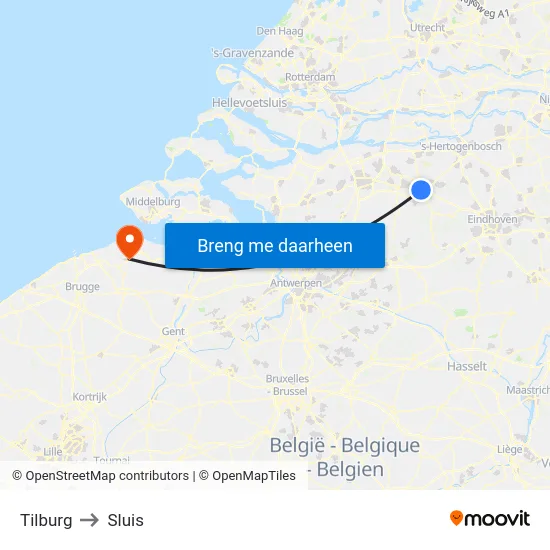 Tilburg to Sluis map