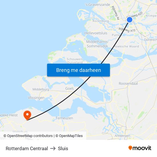 Rotterdam Centraal to Sluis map