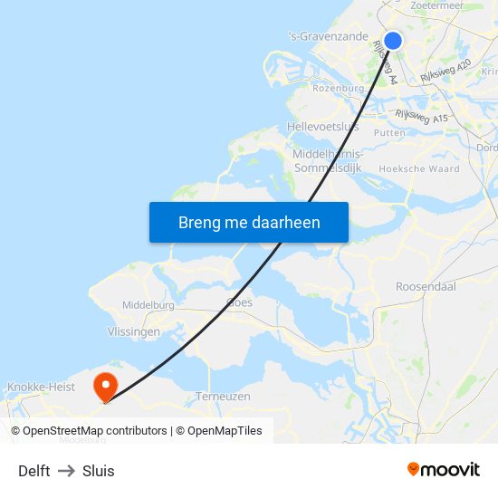 Delft to Sluis map