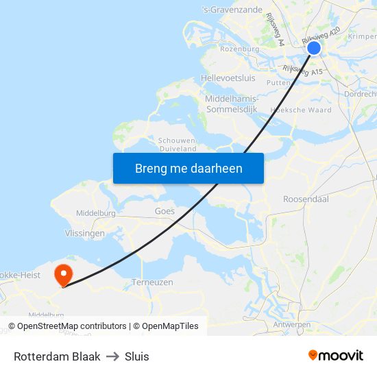 Rotterdam Blaak to Sluis map