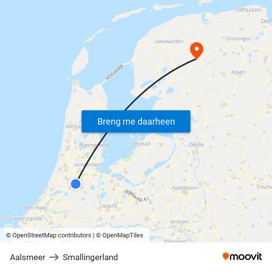 Aalsmeer to Smallingerland map