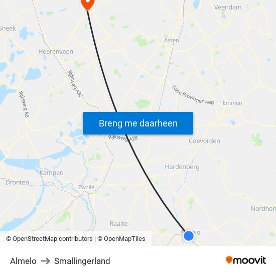 Almelo to Smallingerland map