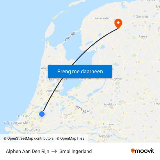 Alphen Aan Den Rijn to Smallingerland map