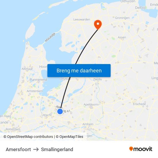 Amersfoort to Smallingerland map