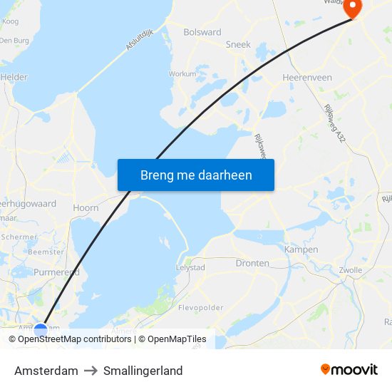 Amsterdam to Smallingerland map