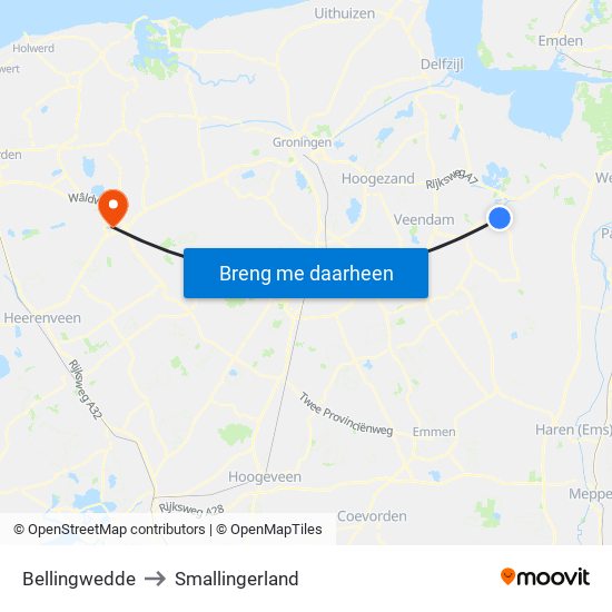 Bellingwedde to Smallingerland map