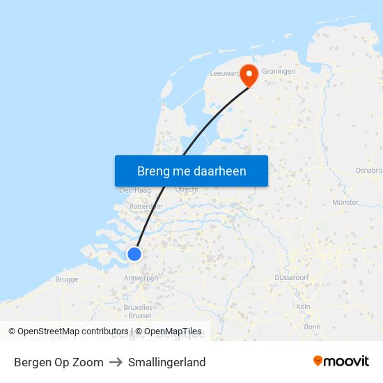 Bergen Op Zoom to Smallingerland map