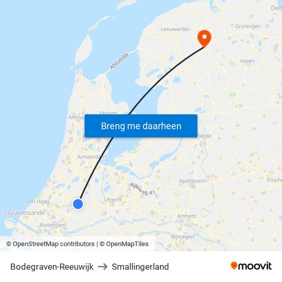 Bodegraven-Reeuwijk to Smallingerland map