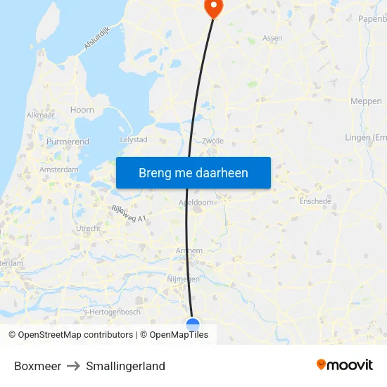 Boxmeer to Smallingerland map