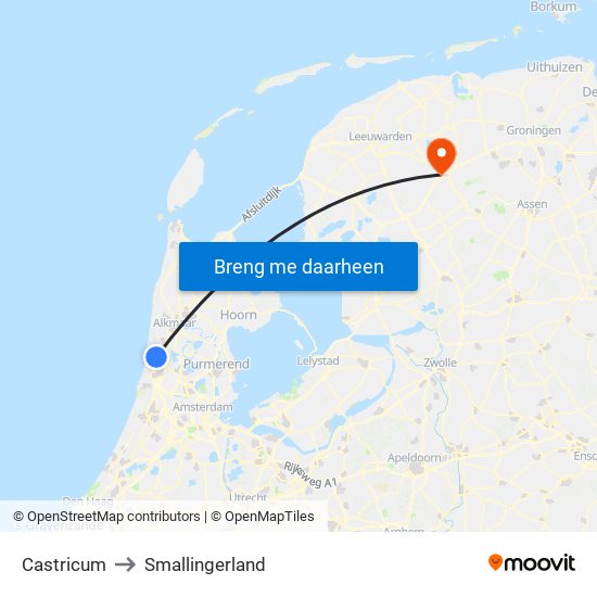 Castricum to Smallingerland map